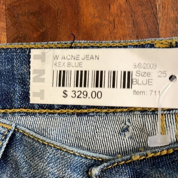 Acne BNWT Kex Soft Raw Skinny Stretchmed Wash Blue Jeans Size 25 - Picture 9 of 9
